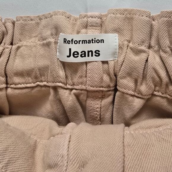 NWT Reformation Evie Pants Sz 26 Dusty Rose Pink High Rise Tie Waist Cotton - Picture 5 of 8